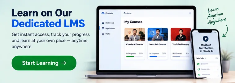 The Digital Dhananjay learning platform on a laptop and phone, showing courses and progress